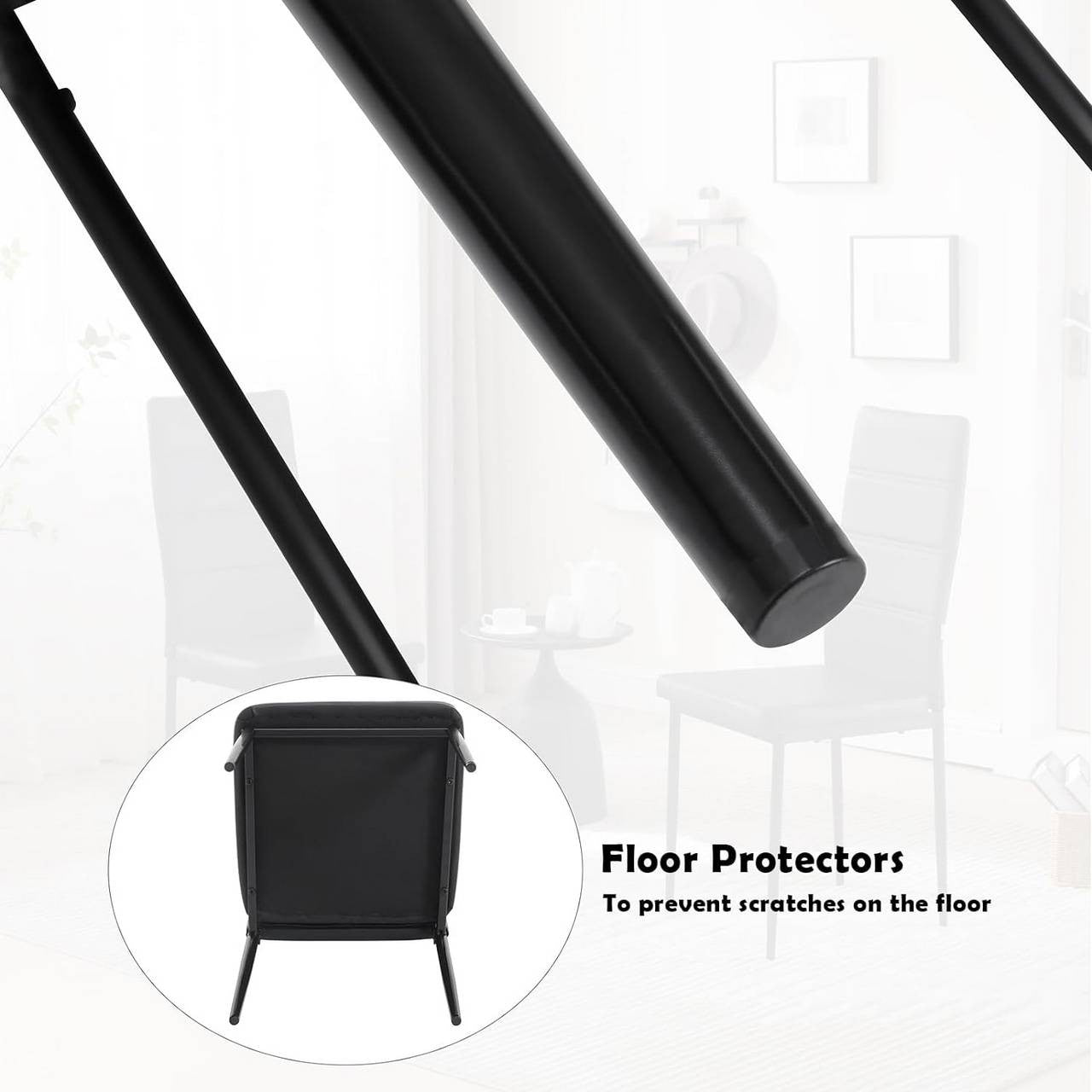 24goodz Set of 4 Dining Chairs - High Back for Maximum Comfort - Durable Faux Leather - For Family Meals - Black