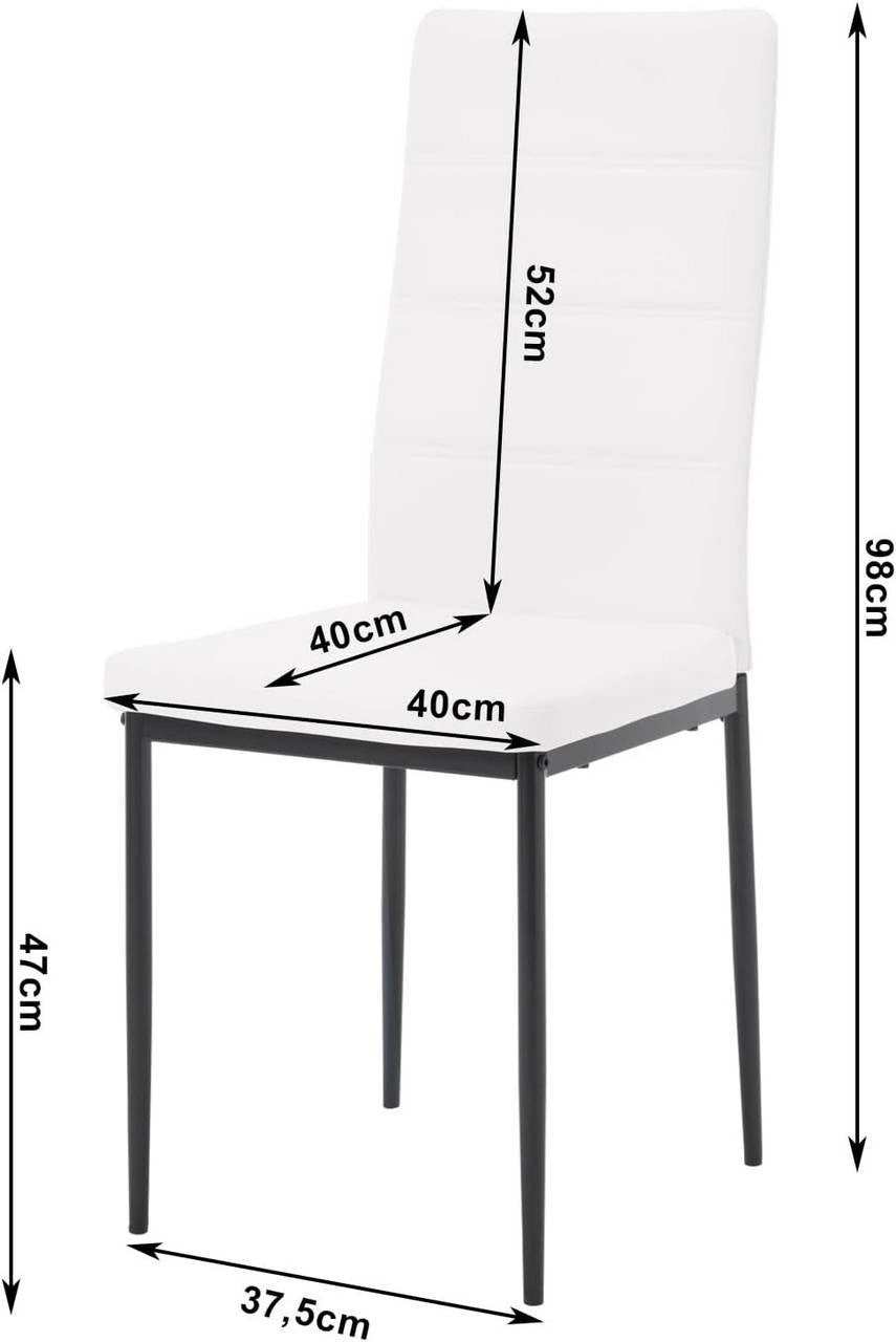 24goodz Dining Chairs Set of 4 - High Back Support - Durable Faux Leather - For Family Meals - White