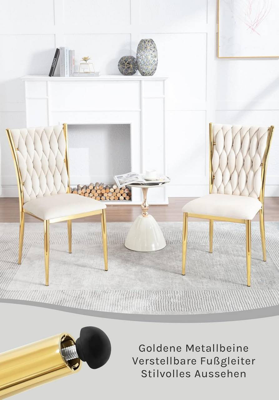 24goodz Velvet Dining Chairs - Elegant Eye-Catcher - Ultra Comfortable - Metal Frame - For Modern Interiors - Dark Grey/Cream