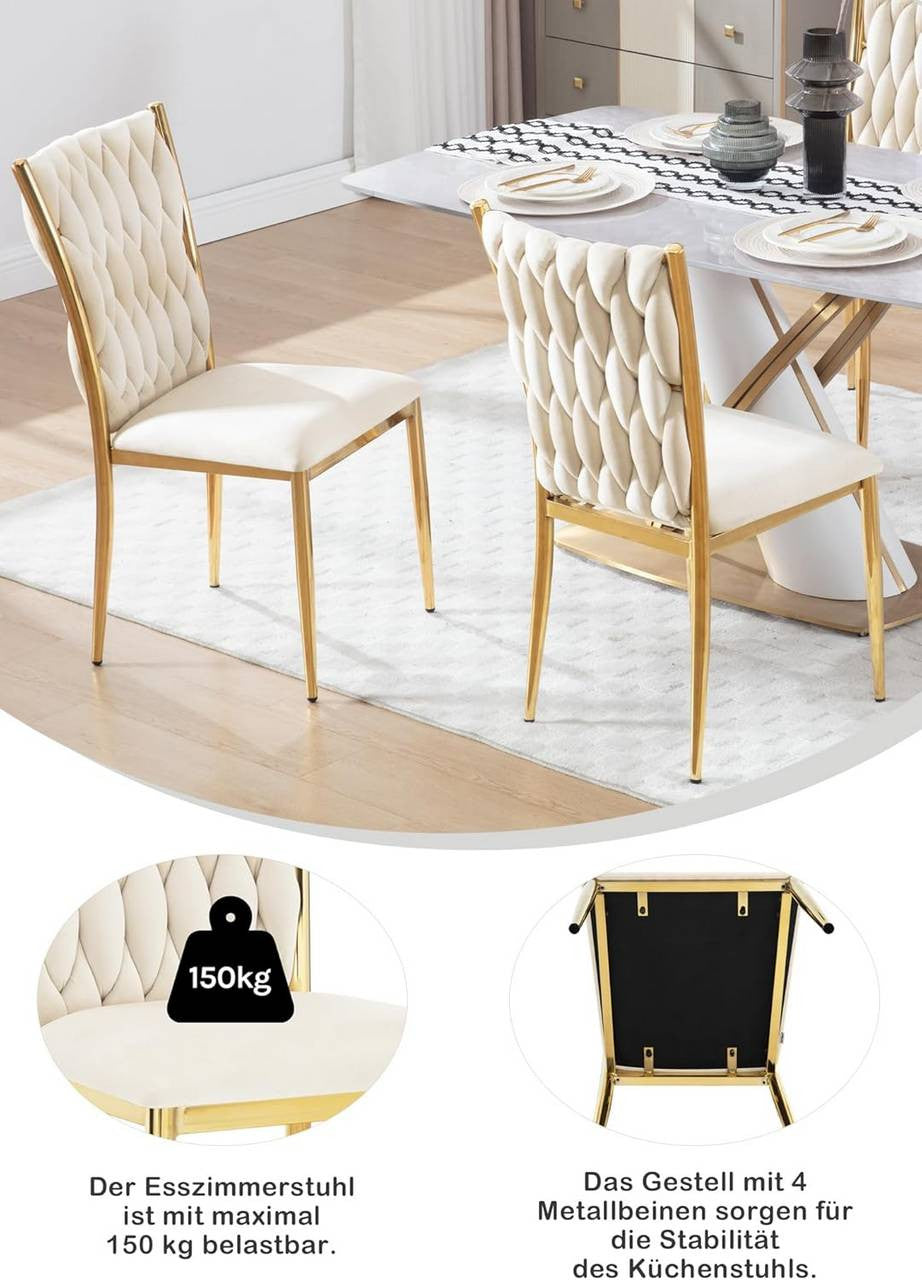 24goodz Velvet Dining Chair - Elegant Eye-Catcher - Ultra Comfortable - Velvet + Metal - Dark Grey/Cream