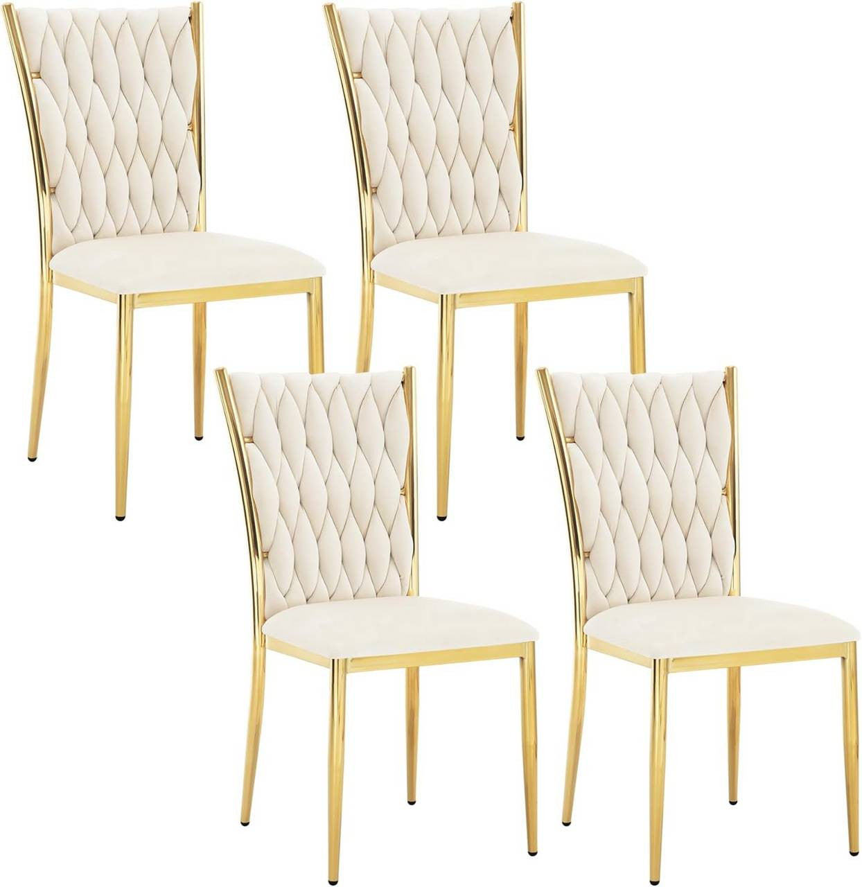 24goodz Elegant Dining Chairs - Incredible Comfort - Velvet and Metal - For Home and Office - Dark Grey/Cream