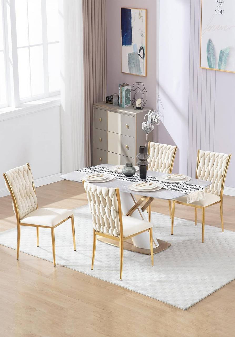 24goodz Velvet Dining Chair - Elegant Eye-Catcher - Ultra Comfortable - Velvet + Metal - Dark Grey/Cream