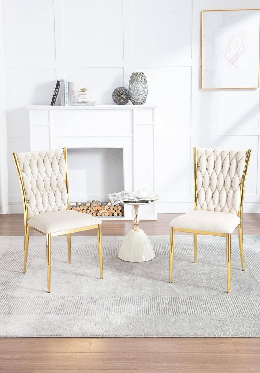 24goodz Velvet Dining Chair - Elegant Eye-Catcher - Ultra Comfortable - Velvet + Metal - Dark Grey/Cream