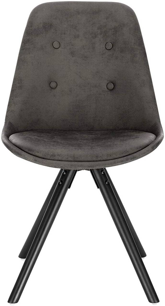 24goodz Set of 2 Dining Chairs - Ergonomic Comfort - Durable Solid Wood - For Home and Office - Antique Leather Look Anthracite
