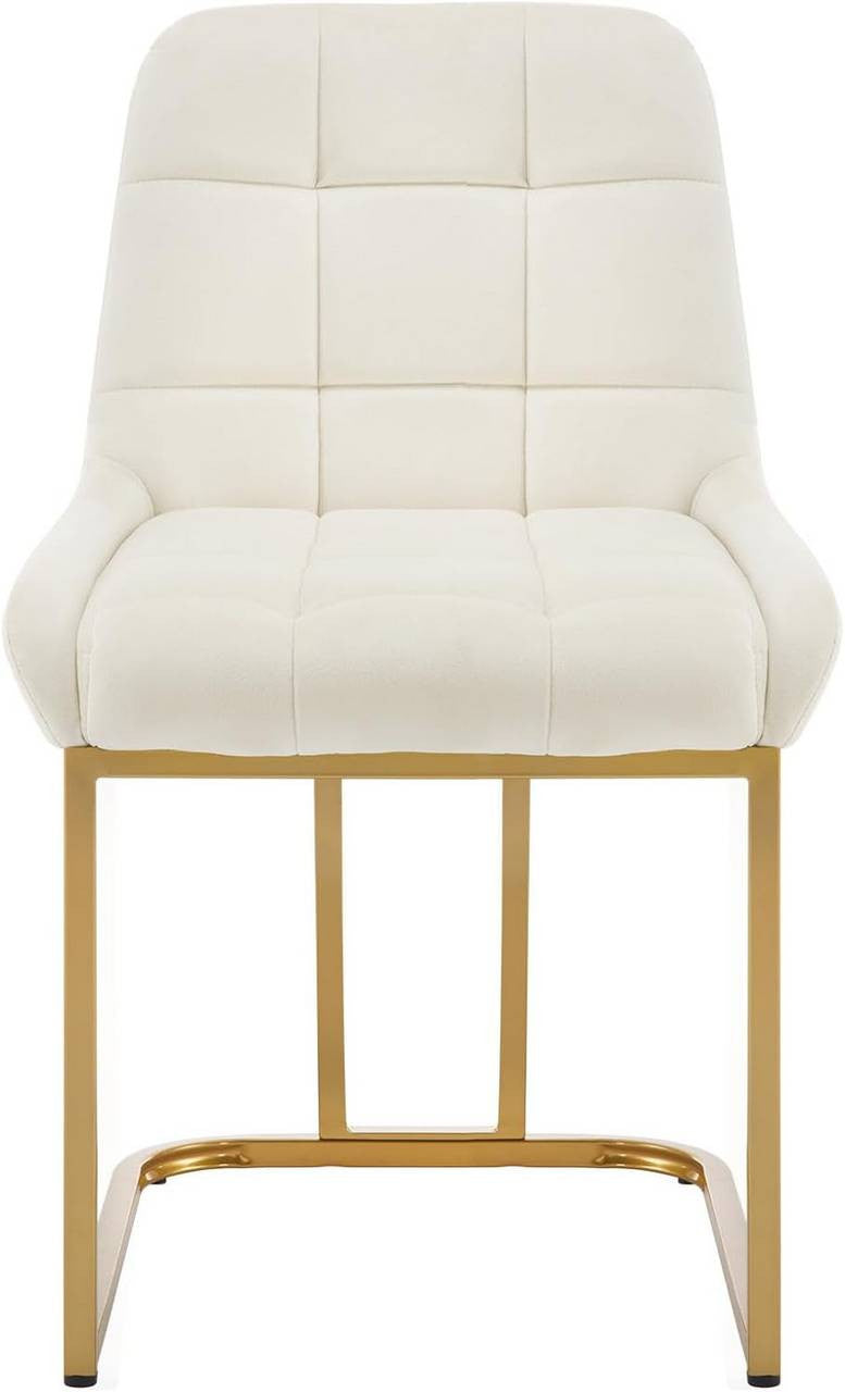 24goodz Upholstered Dining Chair - Stable & Robust Design - Comfortable and Ergonomic - Velvet + Metal - Beige