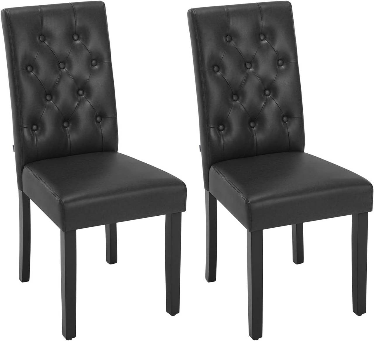 24goodz Dining Chair - Robust & Sturdy - Ergonomic Comfort - Faux Leather & Solid Wood - Black