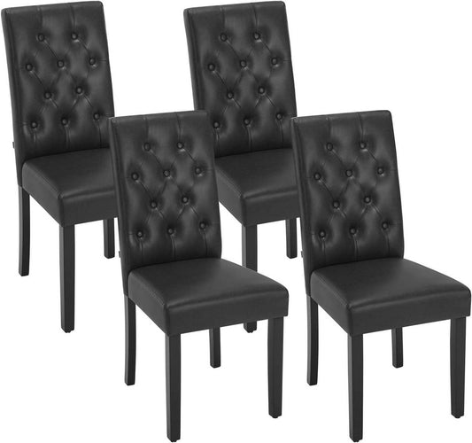 24goodz Dining Chair Set - Ergonomic Comfort - Durable and Easy to Clean - Faux Leather and Solid Wood - Black
