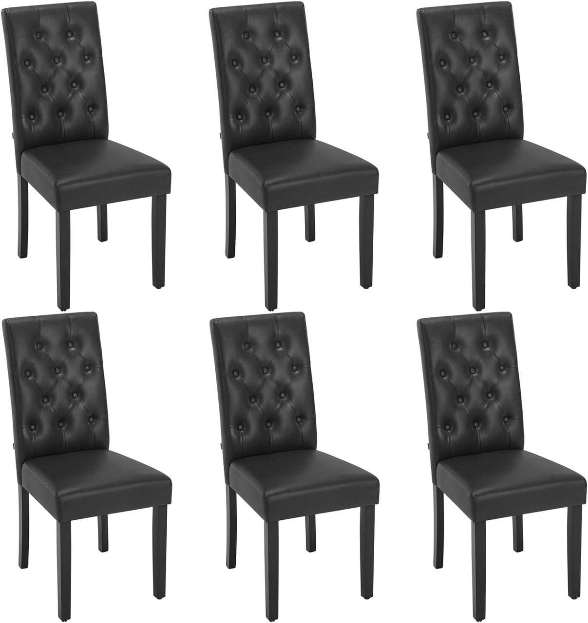 24goodz Dining Chairs Set - Ergonomic Comfort - Durable and Easy to Clean - Faux Leather and Solid Wood - Black - 44 x 99 x 59 cm