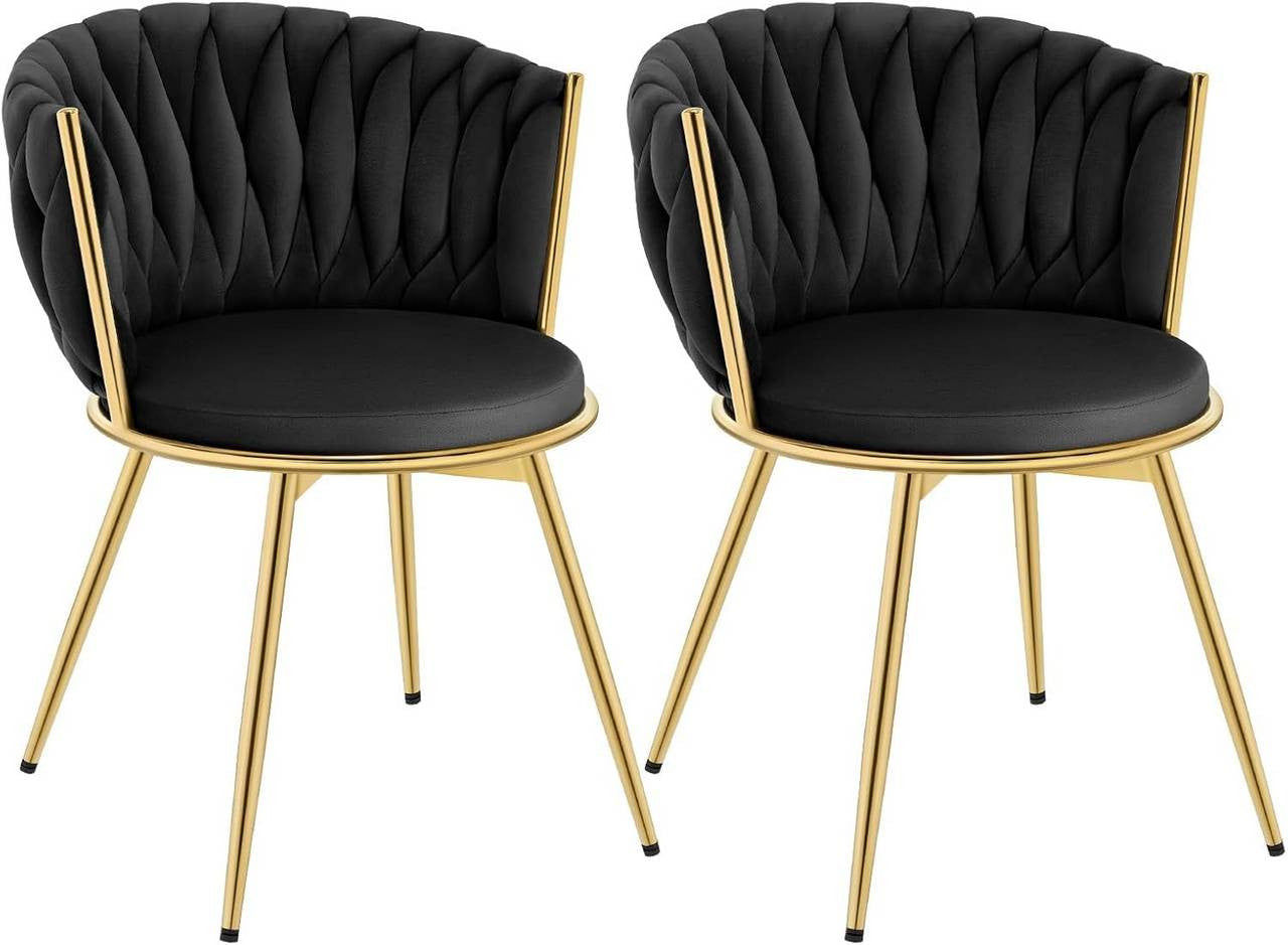 24goodz 360° Swivel Dining Chairs - Ergonomic Design - Sturdy Metal Frame - Velvet Upholstery - Black - 60.5 x 78 x 59.5 cm