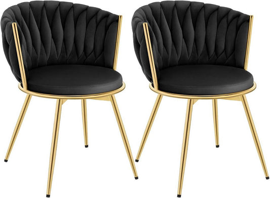 24goodz 360° Swivel Dining Chairs - Ergonomic Design - Sturdy Metal Frame - Velvet Upholstery - Black - 60.5 x 78 x 59.5 cm