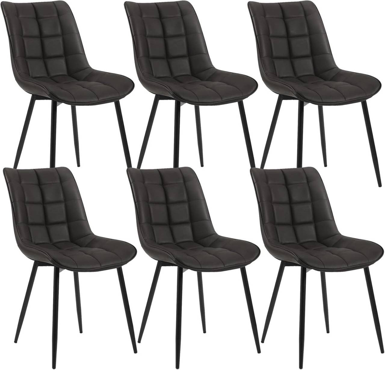 24goodz Set of 6 Dining Chairs with Backrest - Ergonomic Comfort - Easy to Clean Faux Leather - For Home Use - Anthracite