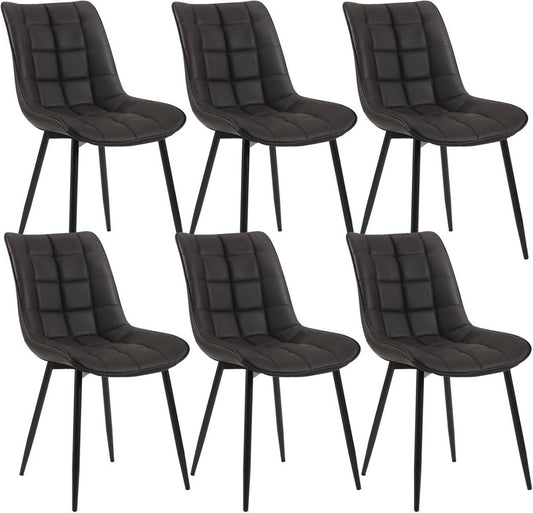 24goodz Set of 6 Dining Chairs with Backrest - Ergonomic Comfort - Easy to Clean Faux Leather - For Home Use - Anthracite