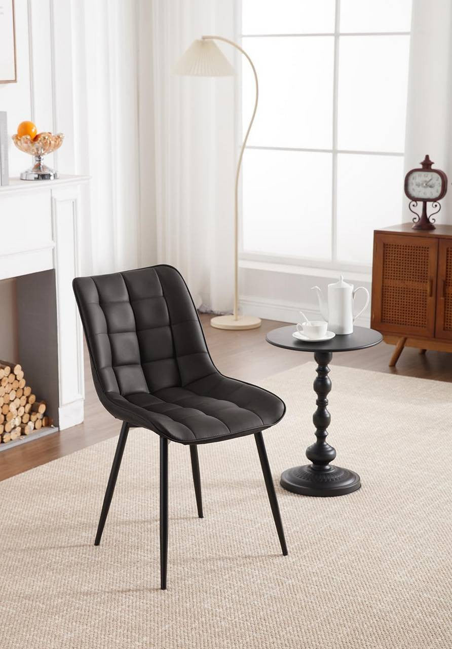 24goodz Set of 4 Dining Chairs with Backrest - Ergonomic Comfort - Easy to Clean Faux Leather - For Home Use - Anthracite
