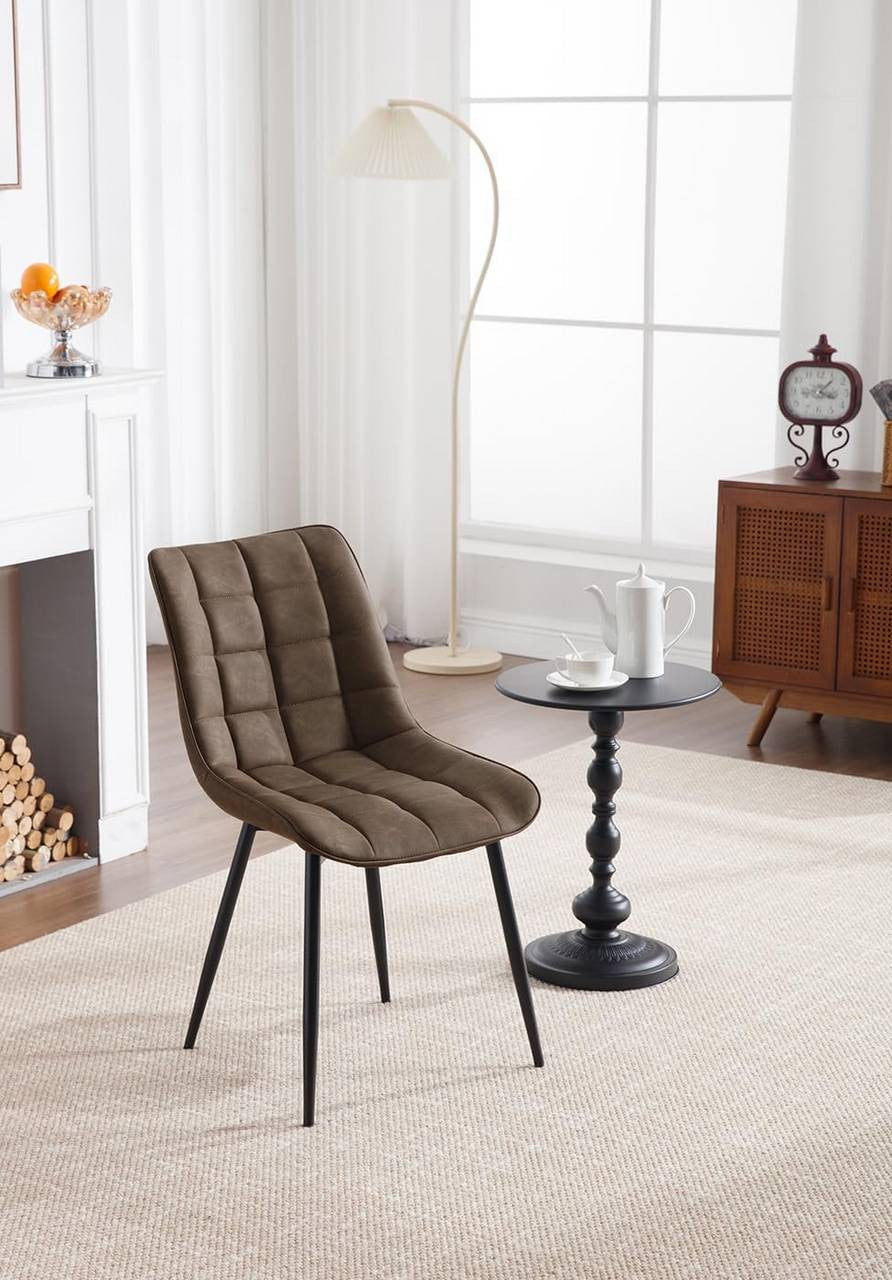 24goodz Set of 2 Dining Chairs - Ergonomic Comfort - Easy to Clean - Faux Leather - For Home Use - Brown