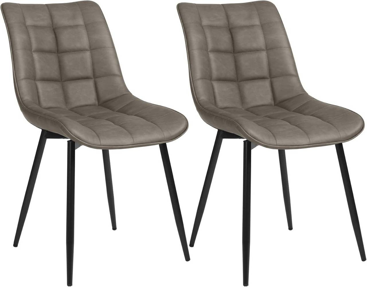 24goodz Set of 2 Dining Chairs - Ergonomic Comfort - Durable Faux Leather - For Home Use - Dark Grey - dgr