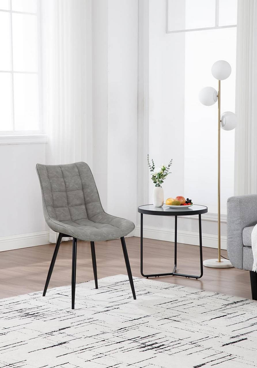 24goodz Set of 6 Dining Chairs with Backrest - Ergonomic Comfort - Durable Faux Leather - For Dining Rooms and Kitchens - Grey