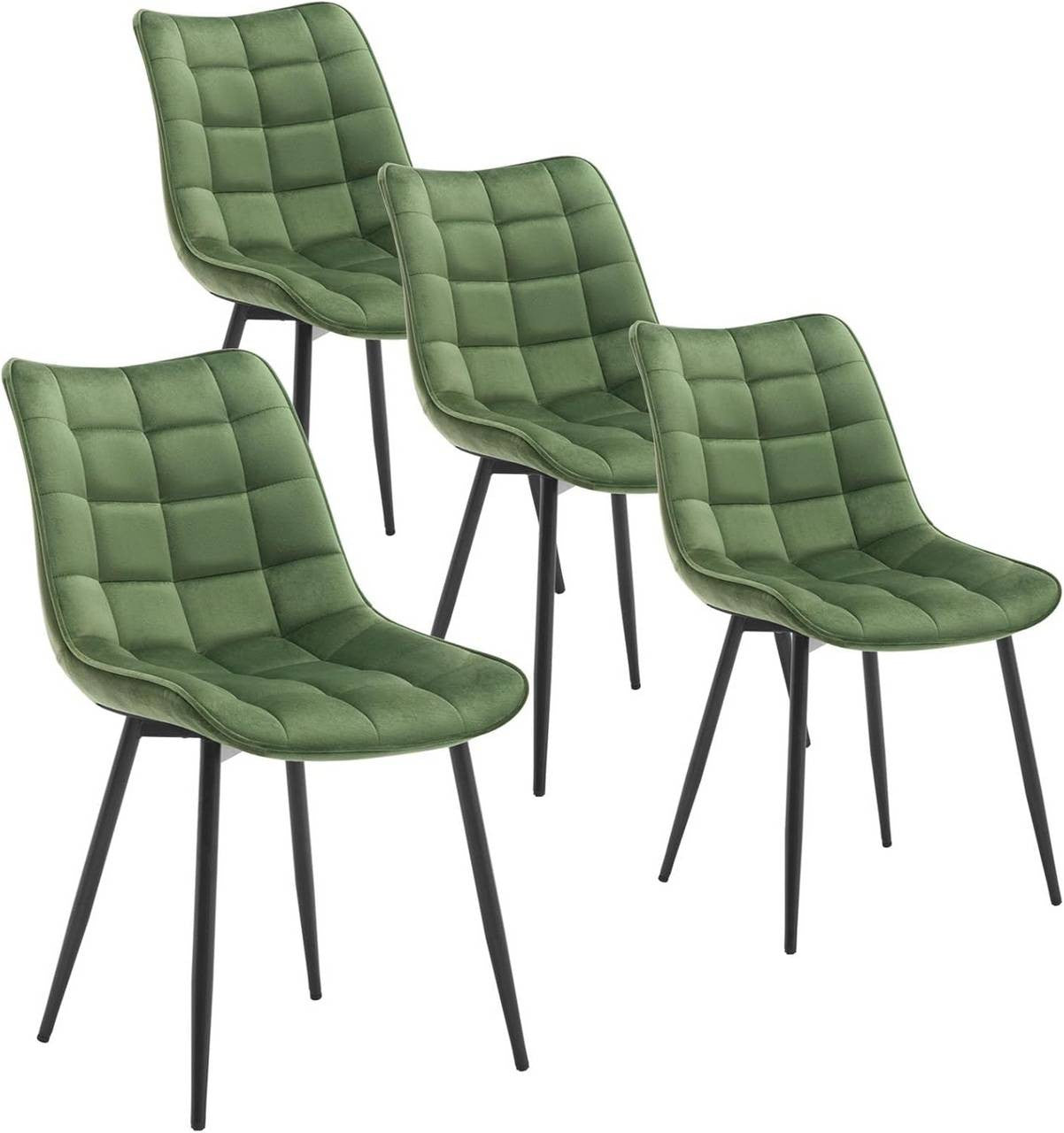 24goodz Dining Chair Set of 4 - Ergonomic Comfort - Sturdy Metal Legs - Velvet - For Home Use - Dark Green - dgn
