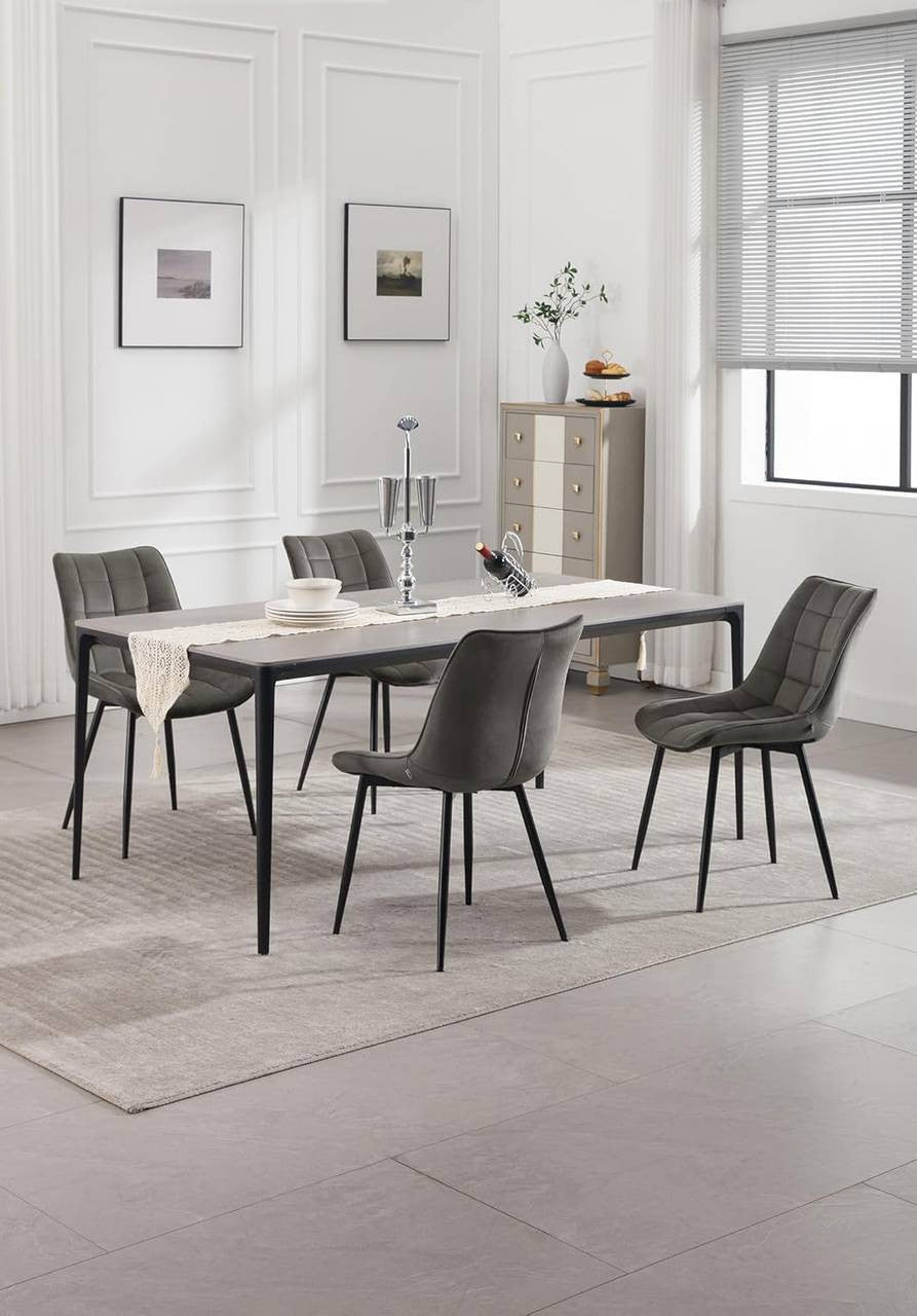 24goodz Dining Chair Set of 2 - Ergonomically Designed for Comfort - Durable Velvet and Metal - Dark Grey - dgr