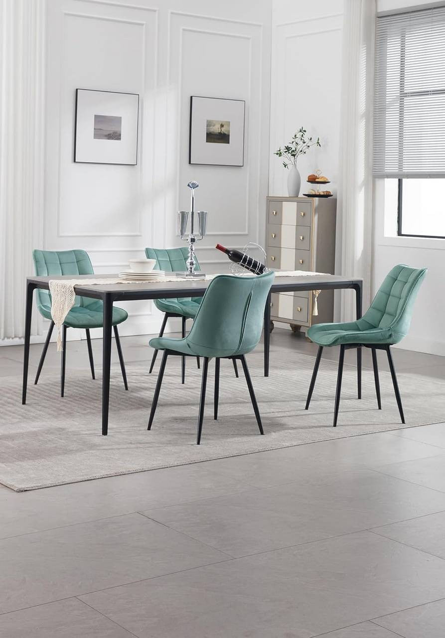 24goodz Set of 2 Dining Chairs with Backrest - Ergonomic Comfort - Velvet and Metal - For Dining and Living Spaces - Dark Grey - ts