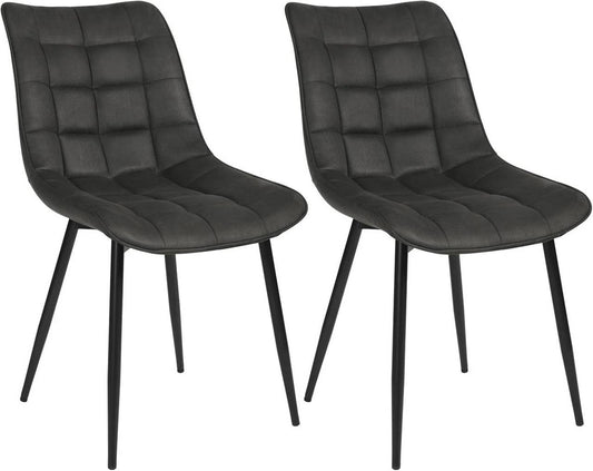 24goodz Dining Chair Set of 2 - Comfortable and Ergonomic Design - Leathaire Fabric - For Home and Dining - Anthracite