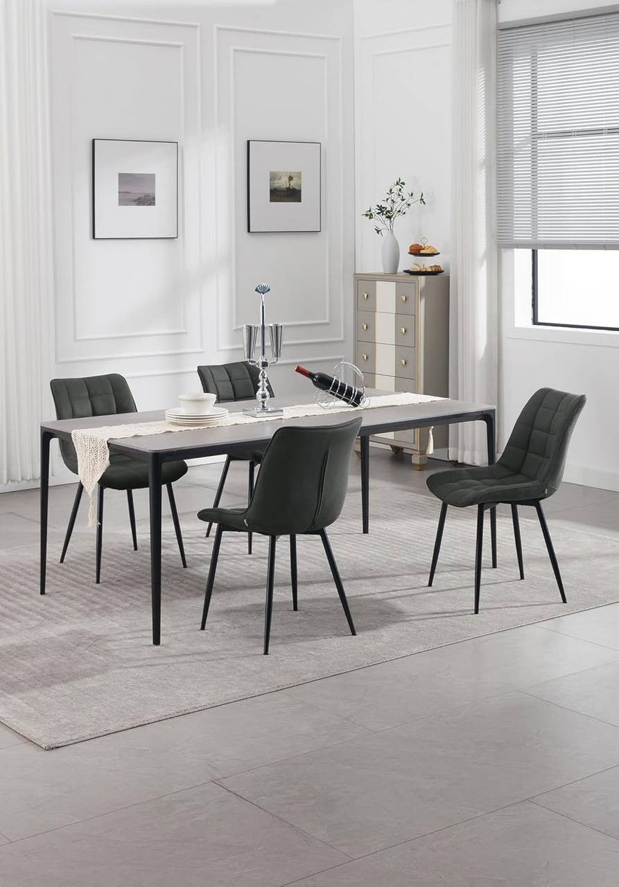 24goodz Dining Chair Set of 2 - Comfortable and Ergonomic Design - Leathaire Fabric - For Home and Dining - Anthracite