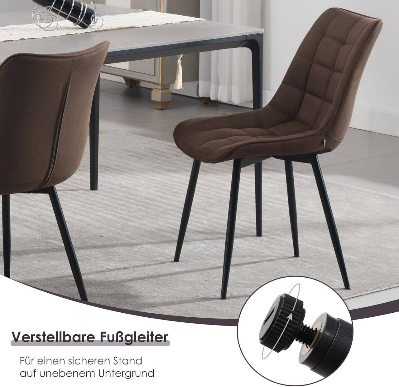 24goodz Dining Chair Set of 4 - Comfortable and Durable - Metal Frame - For Home Use - Dark Brown - dbr