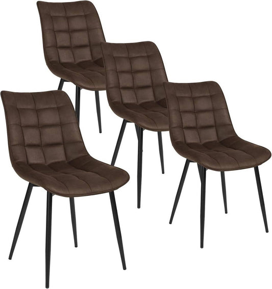 24goodz Dining Chair Set of 4 - Comfortable and Durable - Metal Frame - For Home Use - Dark Brown - dbr