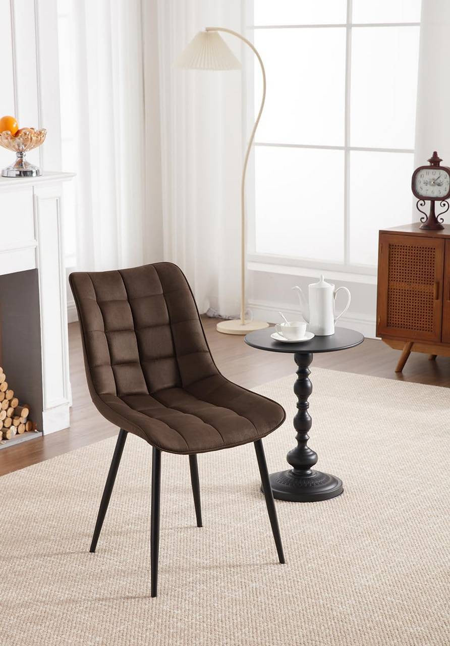 24goodz Dining Chair Set of 4 - Comfortable and Durable - Metal Frame - For Home Use - Dark Brown - dbr