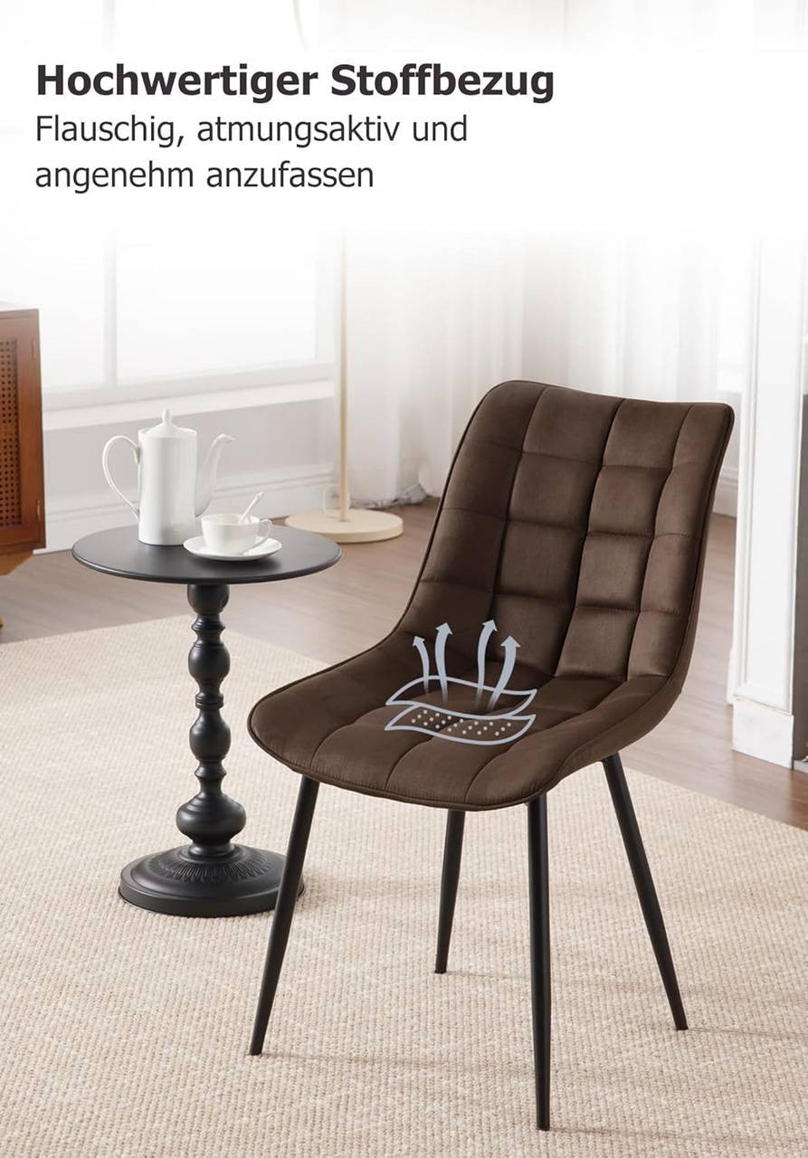 24goodz Dining Chair Set of 4 - Comfortable and Durable - Metal Frame - For Home Use - Dark Brown - dbr