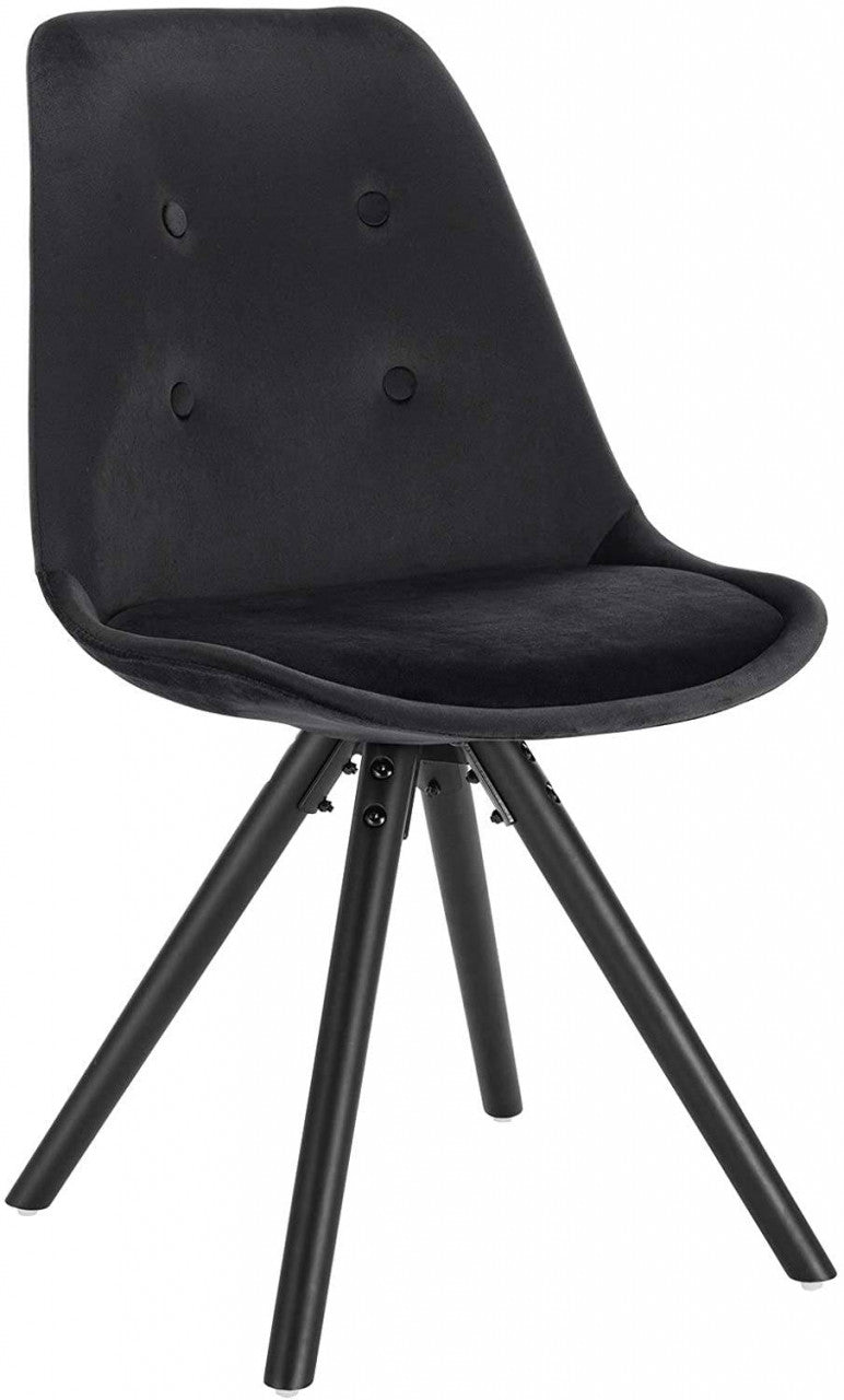 24goodz Velvet Dining Chair - Ergonomic Support - Durable Solid Wood - For Every Room - Black - sz