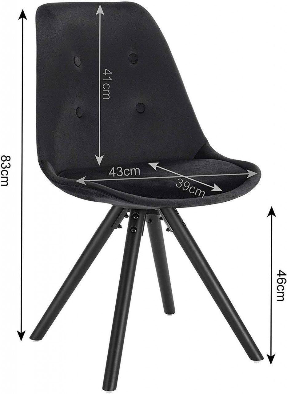 24goodz Velvet Dining Chair - Ergonomic Support - Durable Solid Wood - For Every Room - Black - sz