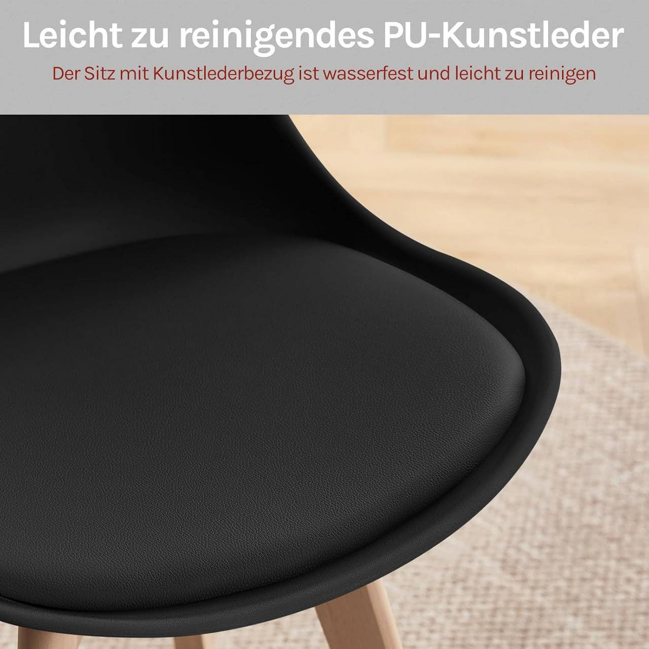 24goodz Swivel Dining Chairs - 360° Rotating Seat - High Comfort - Faux Leather & Solid Wood - Black