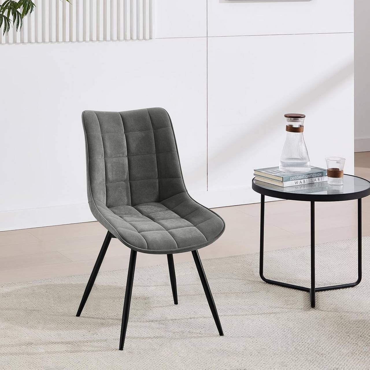 24goodz Swivel Dining Chairs - 360° Rotating Design - Ergonomic Comfort - Velvet and Metal - Dark Grey