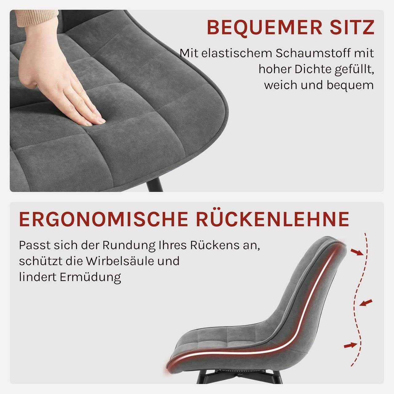 24goodz Swivel Dining Chairs - 360° Rotating Design - Ergonomic Comfort - Velvet and Metal - Dark Grey