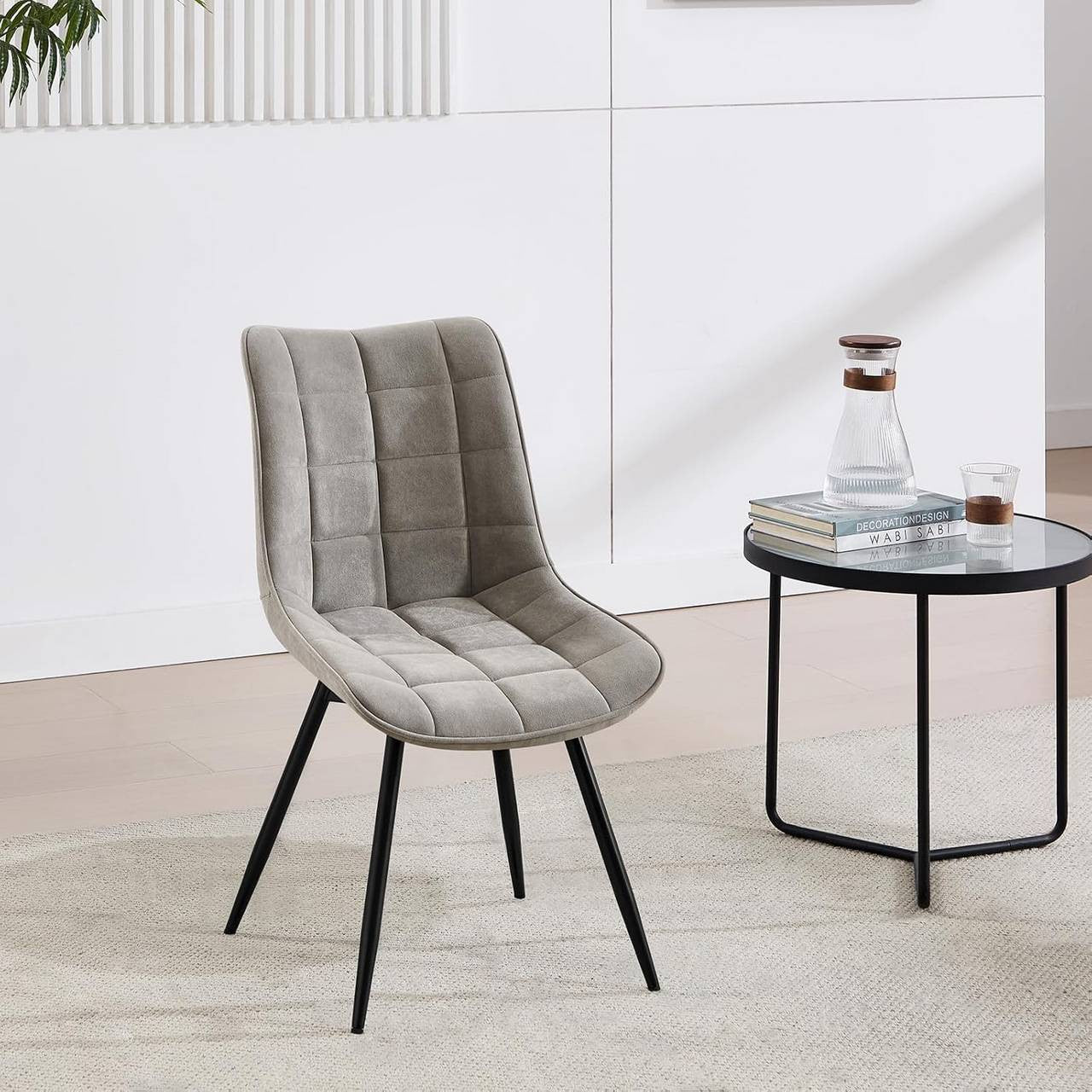 24goodz Swivel Dining Chairs - 360° Rotatable - Ergonomic Comfort - Velvet and Metal - Light Grey
