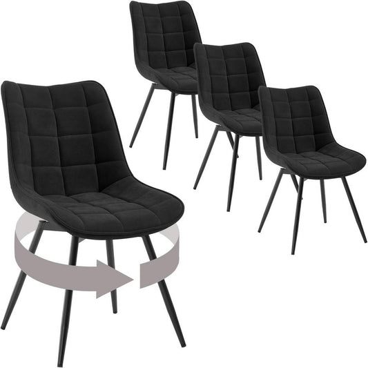 24goodz Swivel Dining Chairs - Ergonomic Comfort - Durable Velvet and Metal - For Every Room - Black