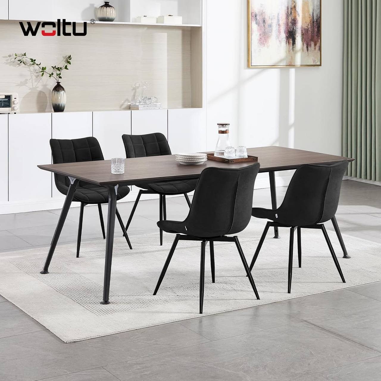 24goodz Swivel Dining Chairs - Ergonomic Comfort - Durable Velvet and Metal - For Every Room - Black