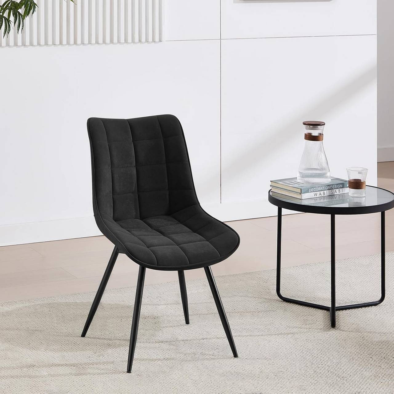 24goodz Swivel Dining Chairs - Ergonomic Comfort - Durable Velvet and Metal - For Every Room - Black
