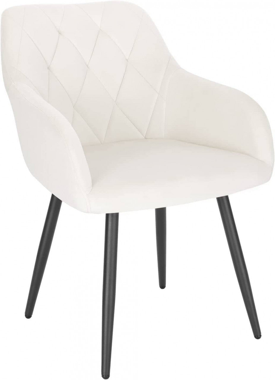 24goodz Velvet Dining Chair with Armrests - Ergonomic Comfort - Sturdy Metal Legs - Velvet - For Home Use - Cream White - cm