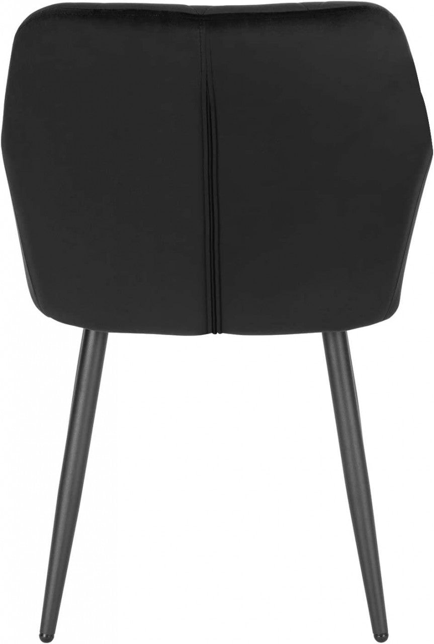 24goodz Velvet Dining Chair with Armrests - Ergonomic Comfort - Sturdy Metal Legs - Velvet - For Home Use - Black - sz