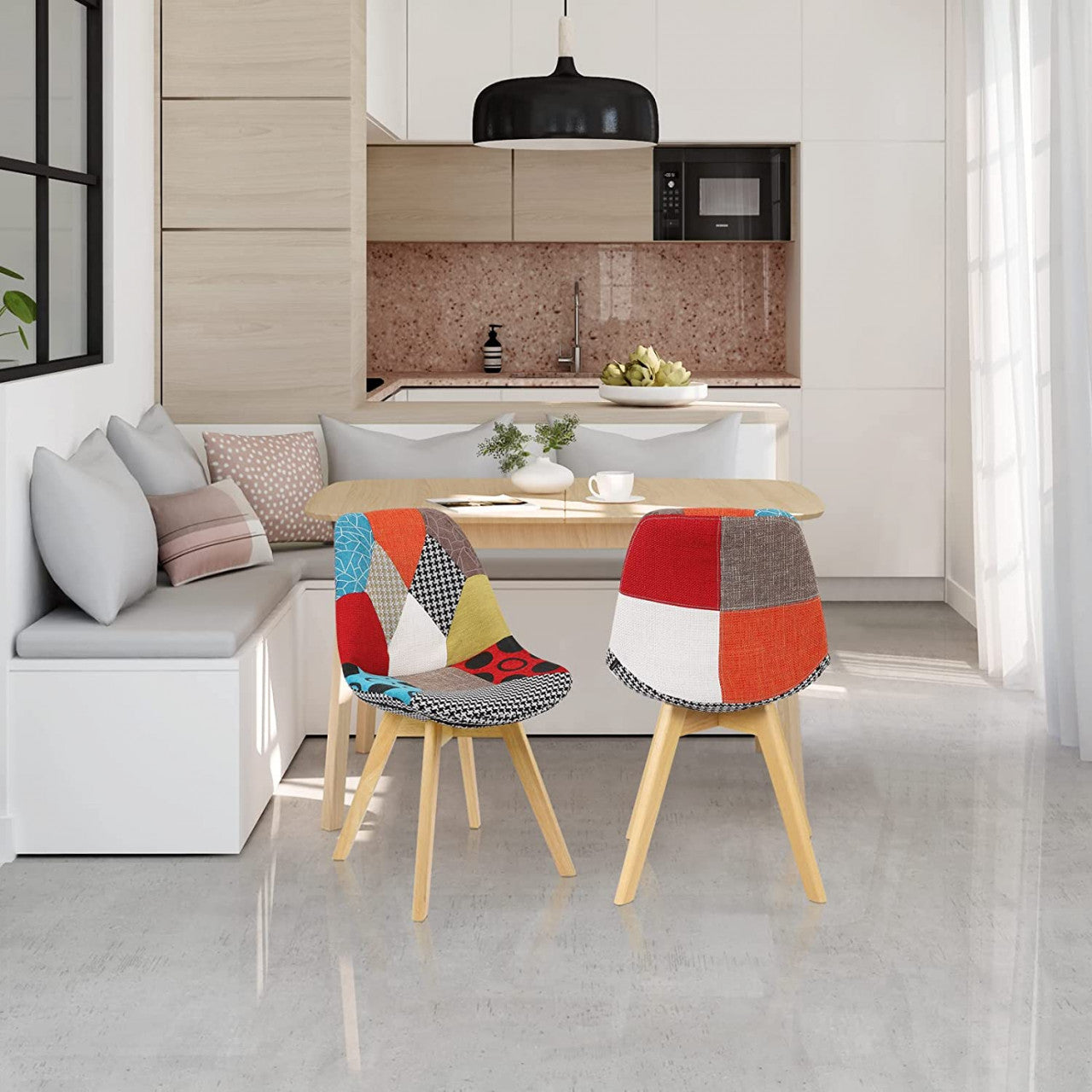 24goodz Dining Chair - Ergonomic Design for Ultimate Comfort - Durable Linen and Solid Wood - Multicolour