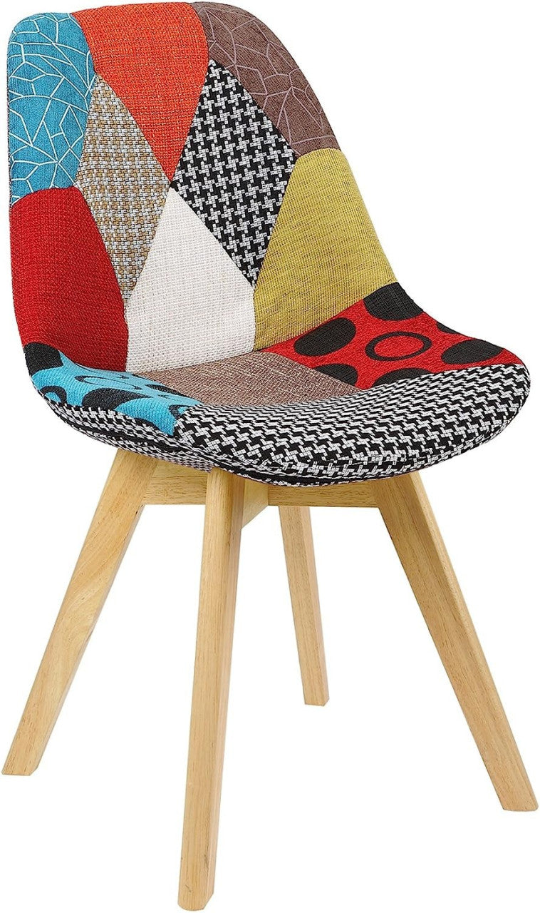 24goodz Dining Chair Set of 4 - Ergonomic Comfort - Stylish Scandinavian Design - Linen - For Home & Kitchen - Multicoloured