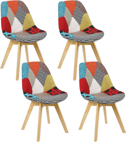 24goodz Dining Chair Set of 4 - Ergonomic Comfort - Stylish Scandinavian Design - Linen - For Home & Kitchen - Multicoloured