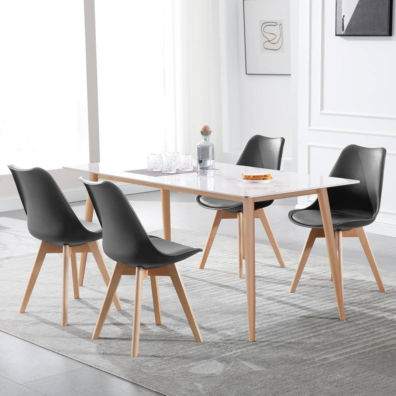 24goodz Dining Chair - Ergonomic Comfort - Durable Design - PP and Solid Wood - Grey