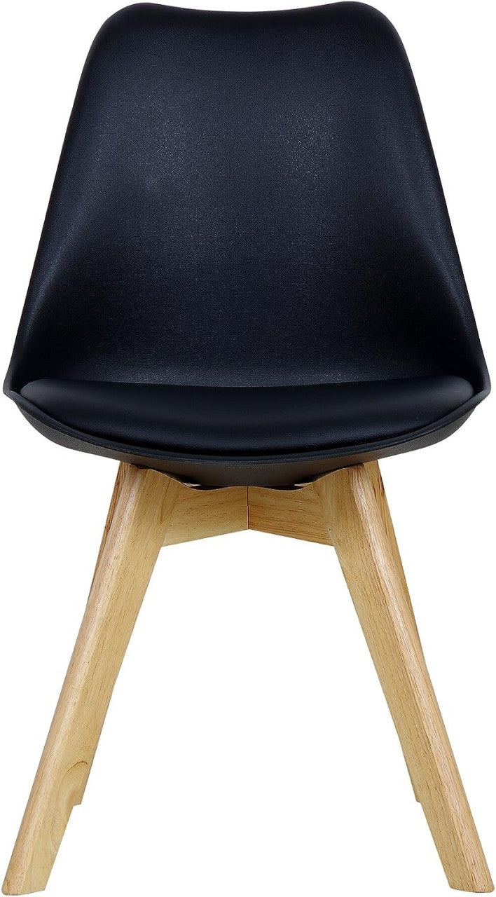 24goodz Dining Chair - Ergonomic Comfort - Durable Design - PP and Solid Wood - Black - sz