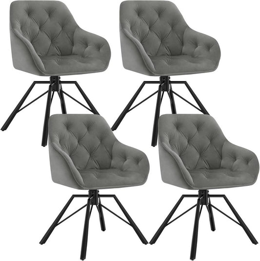 24goodz Ergonomic Dining Chair - 360° Swivel Function - Velvet Upholstery - For Home & Office - Dark Grey