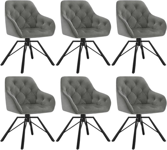 24goodz Ergonomic Dining Chair - 360° Swivel Function - Velvet - For Home & Office - Dark Grey
