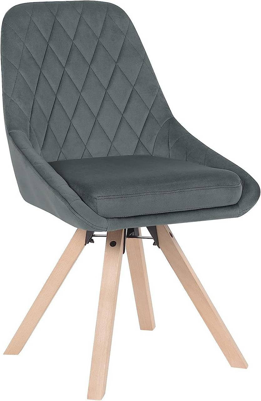 24goodz Velvet Dining Chair - 360-Degree Swivel - Ergonomic Comfort - Velvet + Beech Wood - Dark Grey - dgr