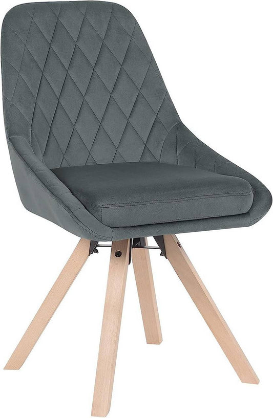 24goodz Velvet Dining Chair - 360-Degree Swivel - Ergonomic Comfort - Velvet + Beech Wood - Dark Grey - dgr
