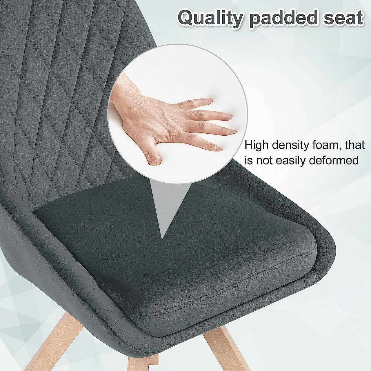 24goodz Velvet Dining Chair - 360-Degree Swivel - Ergonomic Comfort - Velvet + Beech Wood - Dark Grey - dgr